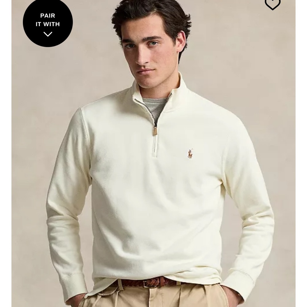 Ralph Lauren Men's Off-White Half-Zip Sweatshirt